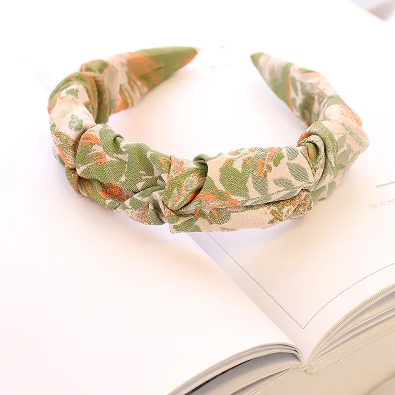 

Ethnic Women Embroidery Flower Satin Headband Crumpled Cloth Hairband Adult Soft High Elastic Hair Band Female Hair Accessories