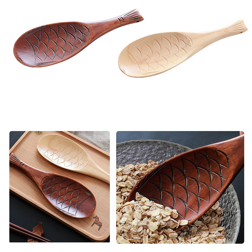 Кухонная деревянная ложка для риса лопатка Милая Рыба рисовая картофеля прибор