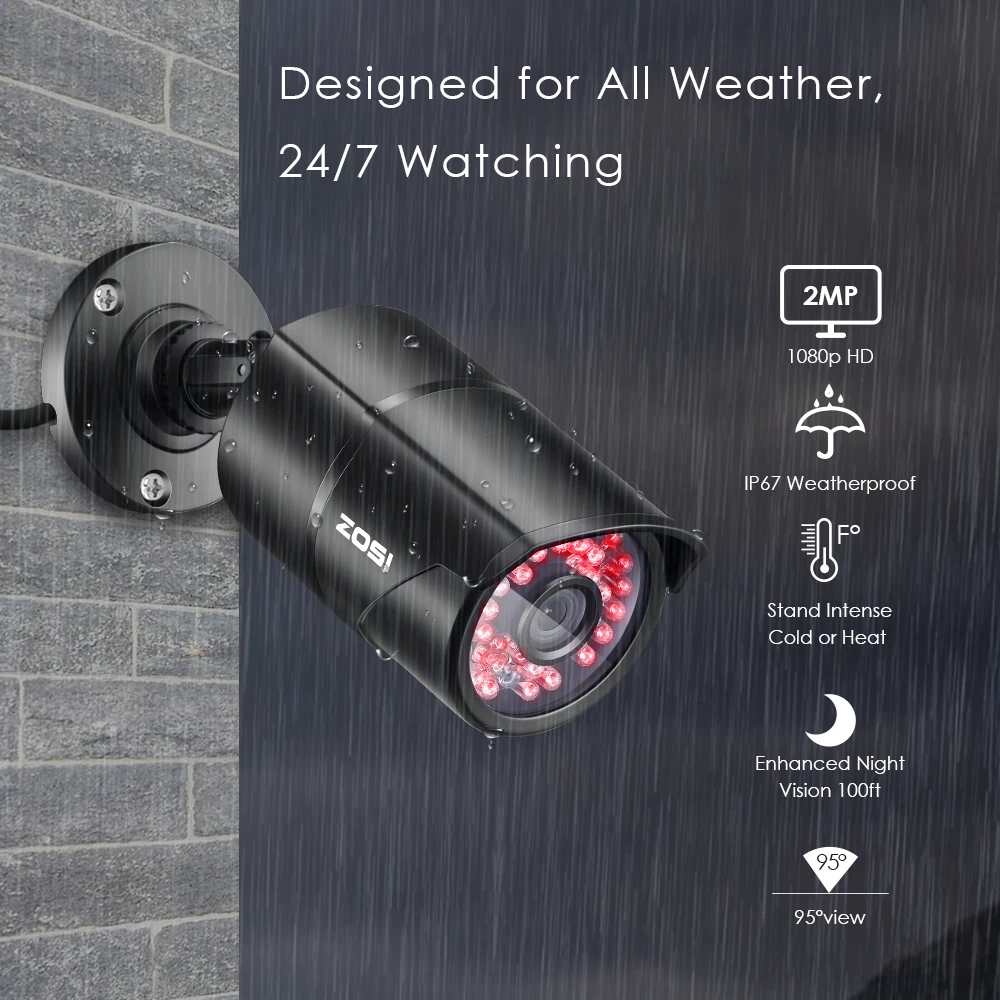 ZOSI 8 канальный 1080P POE CCTV система NVR комплект 4 шт. 2 МП Водонепроницаемая пуля наружная IP камера P2P Onvif безопасности