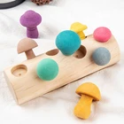 Деревянные радужные блоки, игра по сбору грибов Монтессори, Обучающие деревянные Обучающие Детские игрушки, развивающая форма, соответствующие