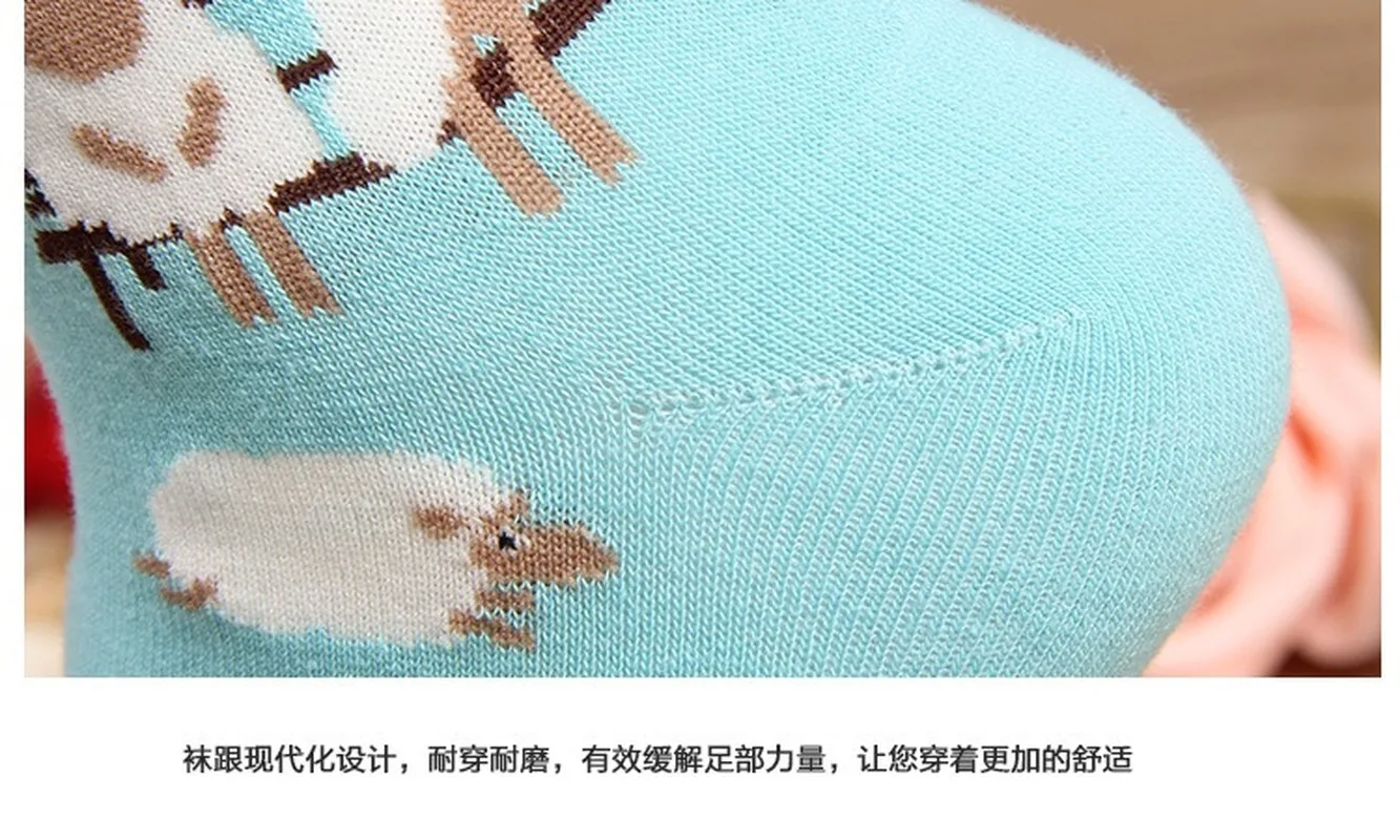 Милые носки с животным принтом женские из чистого хлопка изображением ягненка