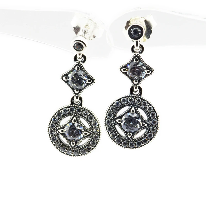 Vintage Allure Длинные серьги серебро 925 Ювелирная цепочка из бисера серьги-гвоздики для женщин подарок настоящие 925 пробы серебряные серьги - Окраска металла: Vintage Allure