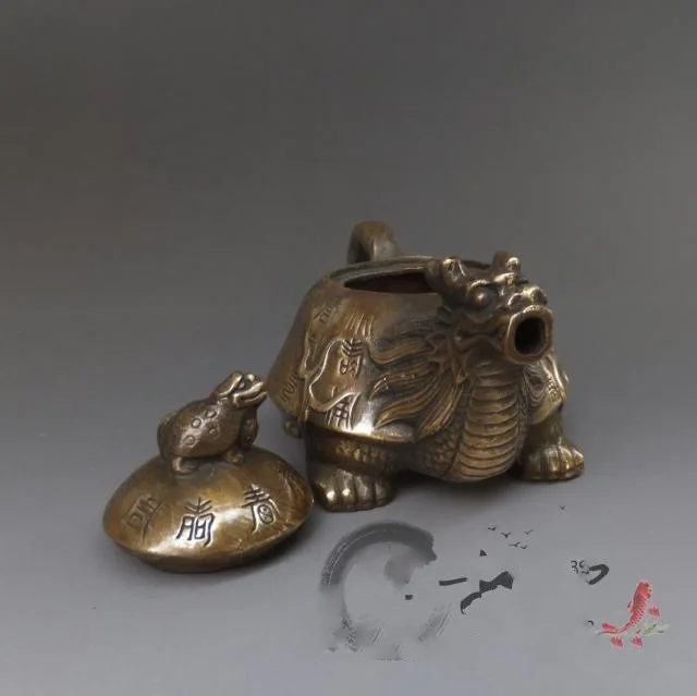 

LAOJUNLU Archaize Copper Pot Dragon Turtle Pot Teapot Decoration