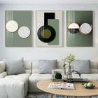 Абстрактное полотно, зеленая Настенная картина, постеры и принты для украшения гостиной, спальни, картина для интерьера, домашний декор