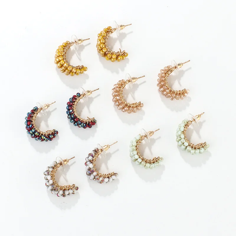 Trend simple retro style bohemian crystal earrings DIY women's clothes decoration statement fashion jewelry | Украшения и