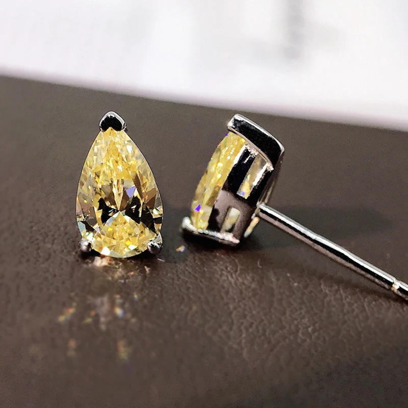 

COSYA 100% 925 Sterling Silver Water Drop High Carbon Diamond Pear-shaped Cut Shining Female Earrings Daily Fashon Fine jewelry