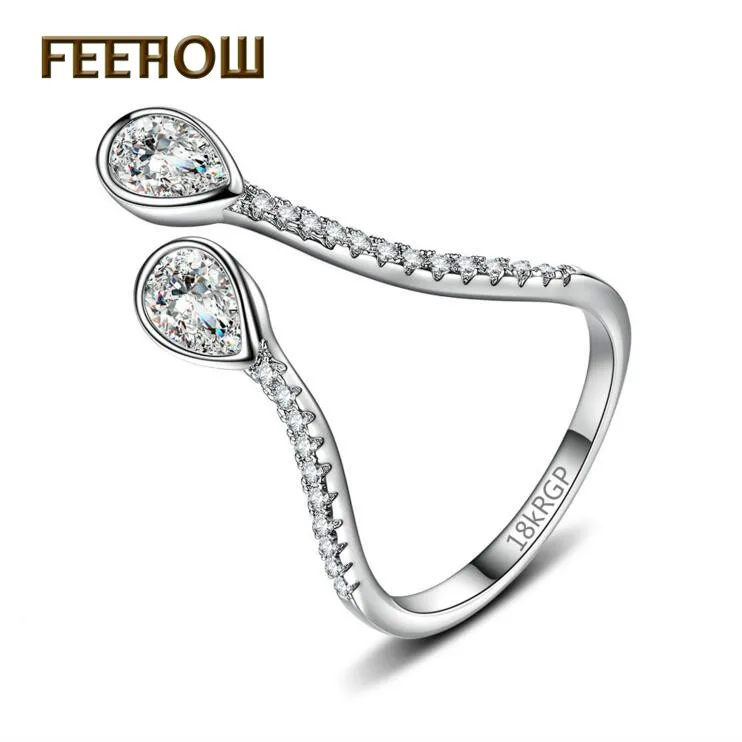 FEEHOW Модный Циркон в виде капли воды форме сладкого кольца для женщин Свадьба