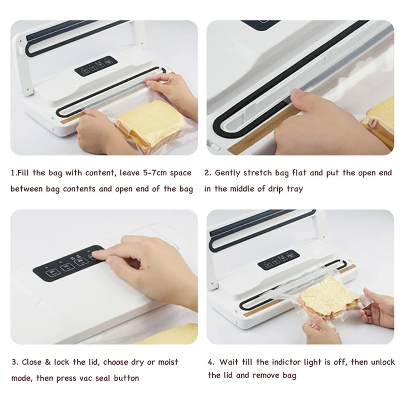 

Electric Vacuum Sealer 160W Home Automatic Vacuum Packing Machine for Food with 10pcs Bags New Vacuum Packer Sealing Packaging