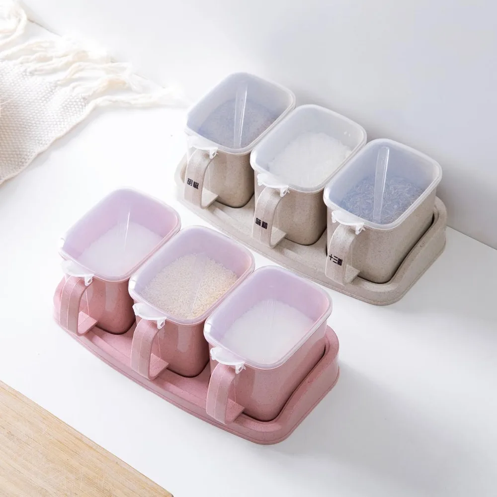 

Spice box set household kitchen supplies plastic seasoning jar set seasoning bottle salt cans sugar bowl