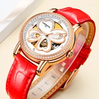 carnival fashion casual elegant temperament ladies luminous waterproof hollow leather watch automatic mechanical watches 8032