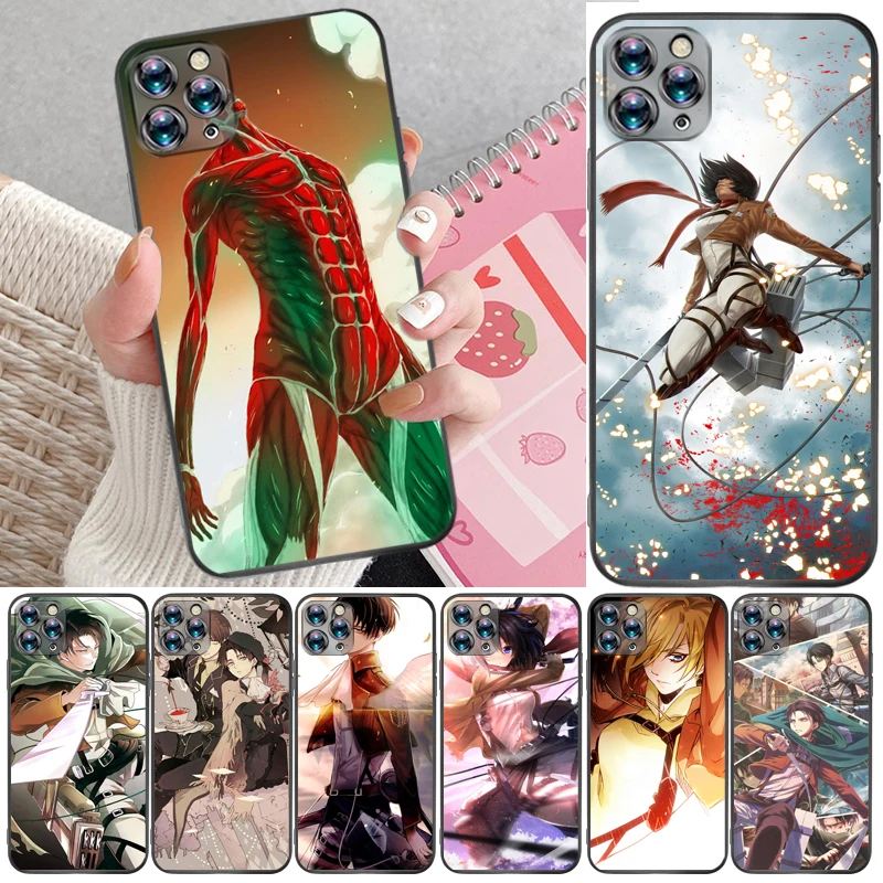 

Attack On Titan Mikasa Ackerman Armin Arlert Levi Eren Jager Phone Case For iPhone XR XS Max Coque Cases Funda