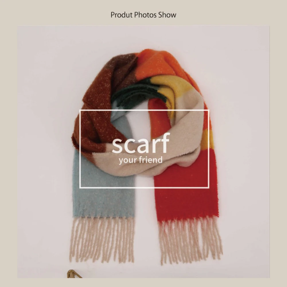 

190*35cm Winter Warm Thick Scarf Women Shawl Fashion Plaid Scarf Neck Warmer Long Tassel Autumn Winter Women Comfortable Scarf