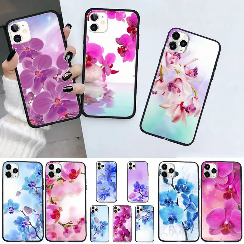 

Colorful Orchid Flowers pattern Phone Case For iphone 12 11 13 7 8 6 s plus x xs xr pro max mini shell