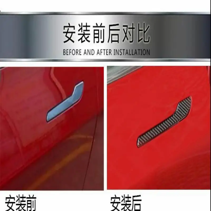 For Car Accessoriesr Tesla Model 3 Styling Carbon Fibre Texture Exterior Door Handle Cover Protector Scuff Plate Trim 2018 2019 |