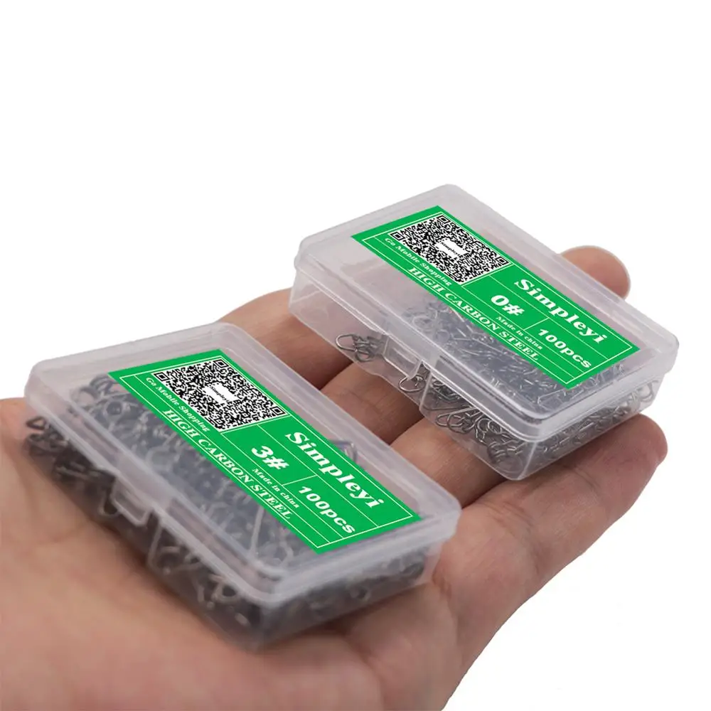 50-100pcs/Box Stainless Steel Swivel Fishing Snap Clip Hook Connector Rolling Swivel Rive Fishing Accessories Fish Tool