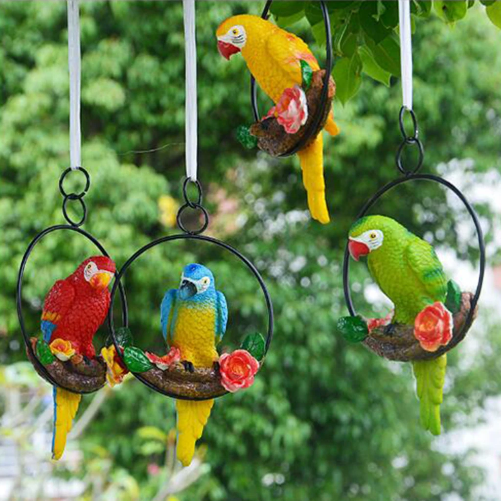 Яркая висячая статуя попугая окунь на металлическом кольце модель птицы