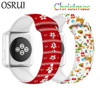 christmas silicone strap for apple watch band 44mm 40mm 38mm 42mm for iwatch series 6 5 4 3 2 1 cartoon printed rubber bracelet
