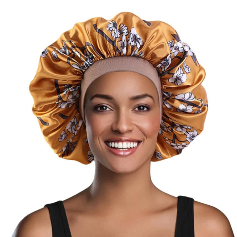 

6 colors Silky Satin Bonnet Sleep Cap Solid Headwear Cute Headwrap Hat Night Hats For Women's Solid Color Headdress Brim Brim