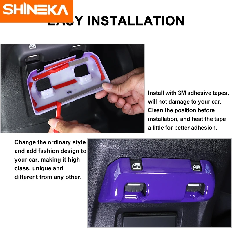 SHINEKA ABS Car Rear Seat Armrest Box Window Switch Button Decoration Cover For Jeep Gladiator JT Wrangler JL 2018-2022 | Автомобили и