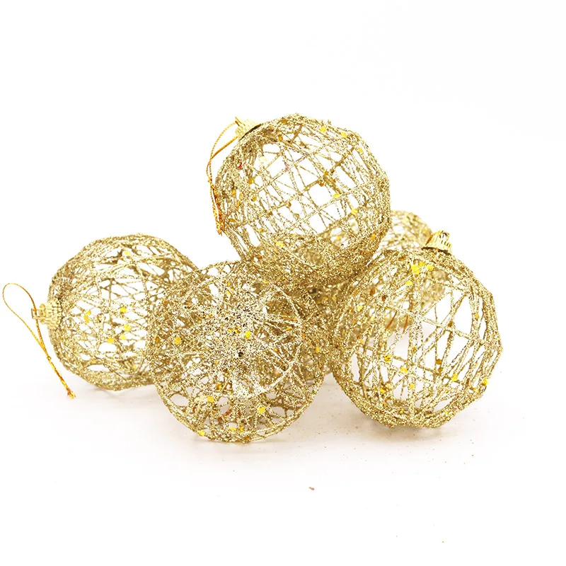 

6pcs/set Simple Christmas Decoration Ball Iron Ball Hollow 6CM Round Ball Window Decoration Christmas Ball
