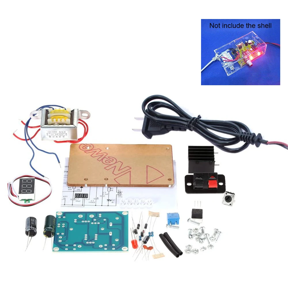 

AC to DC 220V/110V to 12V Step Down Power Supply Transformer Voltage Converter DIY Kit Voltmeter LM317 Regulated Voltage