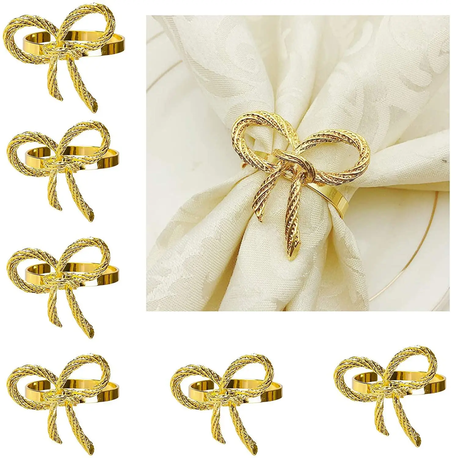 

6PCS Napkin Rings for Dinner Parties, Wedding Receptions, Home Party Tableware Decoration