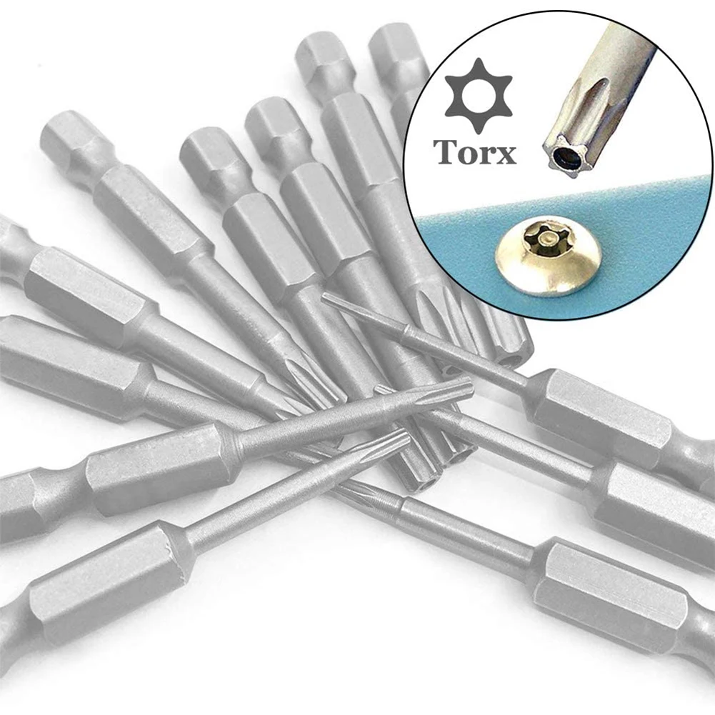 12Pcs/Set 50mm 1/4&quot Hex Driver Bits Torx Head Screwdriver Magnetic Kit T5-T40 S2 Alloy Steel | Инструменты