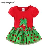 mudkingdom girls dress polka dot cute short sleeve holiday christmas tree fashion dress
