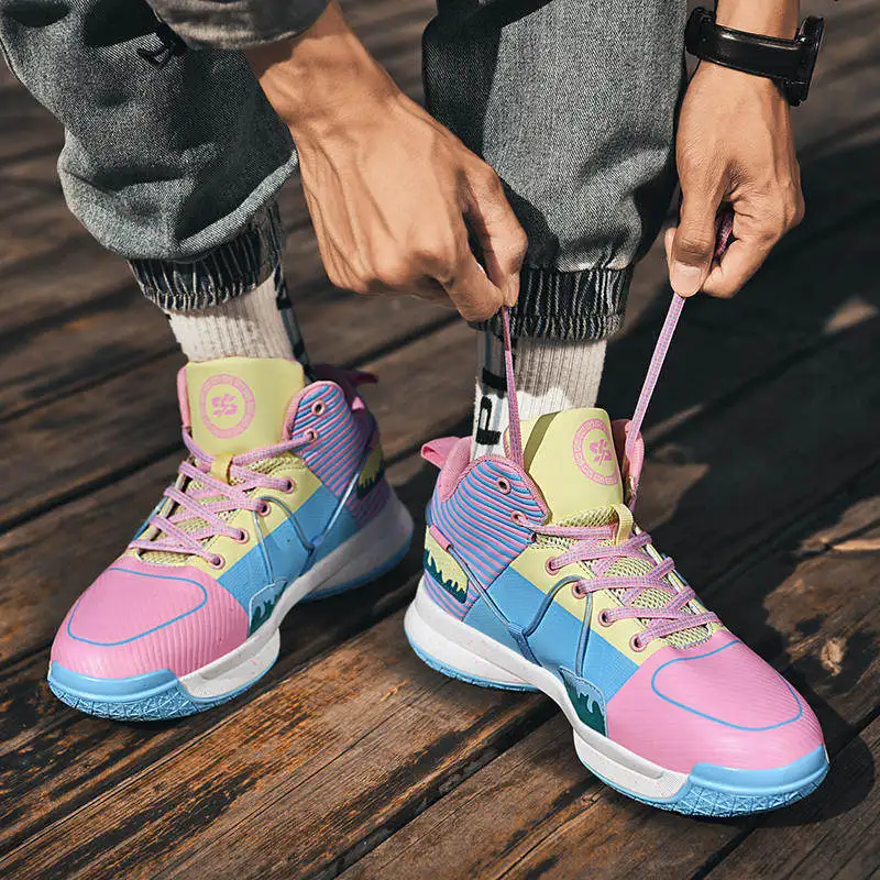Couple New Unisex Sneakers Basketball Shoes Men Fashion Colorful Design High end Basketball Shoes Wear resistant Training Sports