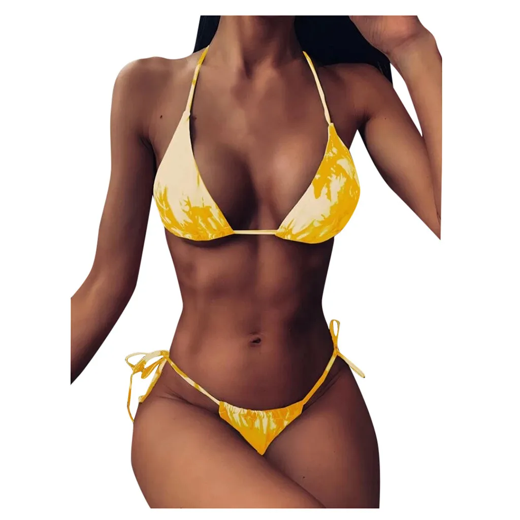 Купальник женский пикантный на завязках с высокой талией Раздельный купальник