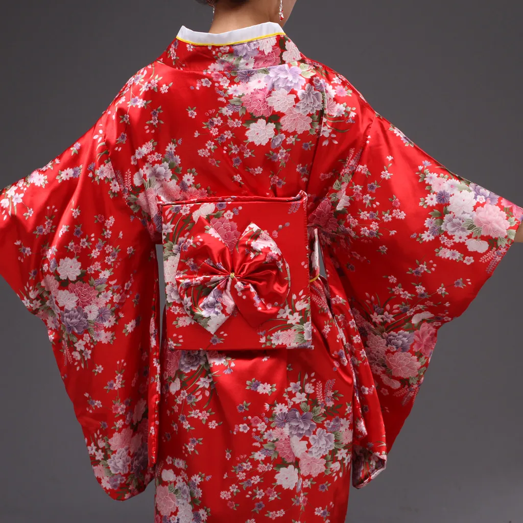 Модные платья свободное японское атласное платье имитация шелка кимоно с