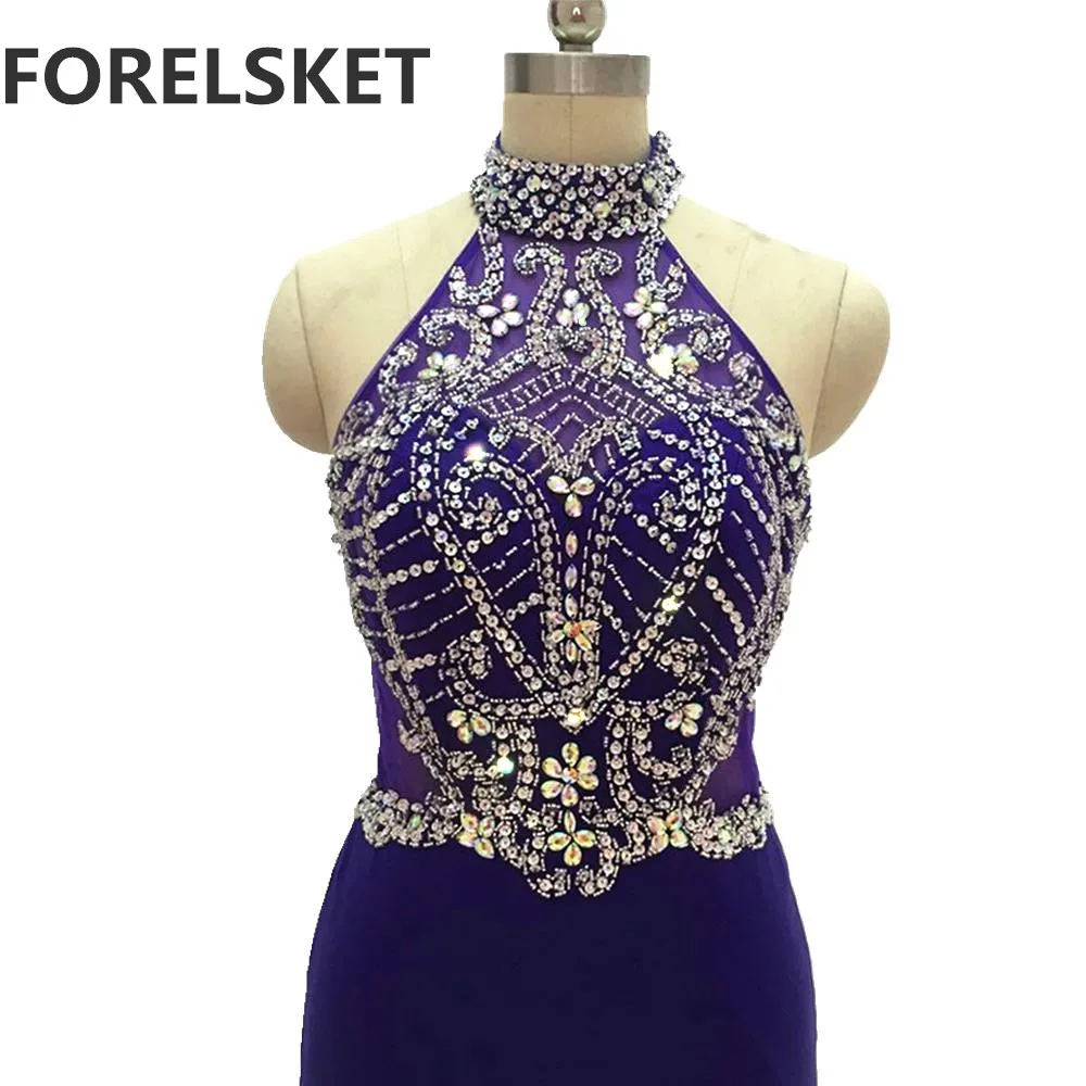 Кристальное Бисероплетение Иллюзия Русалка Длинные Выпускные платья 2020 Высокая