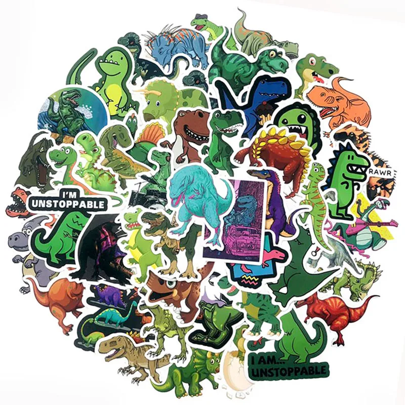 

50 шт. милый мультяшный тираннозавр Трицератопс и другие искусства для чемодана дневника книги самоката детские игрушки наклейки