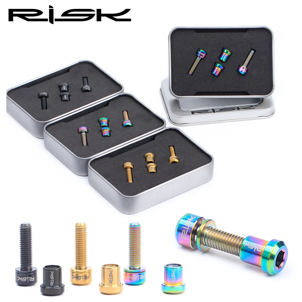 RISK Titanium Bolts M5 X18mm Front Fork Lock Screws Nuts Kit Ti Bolt Carbon Fibre Stem Road MTB Bike Fixing Fasteners Set | Спорт и