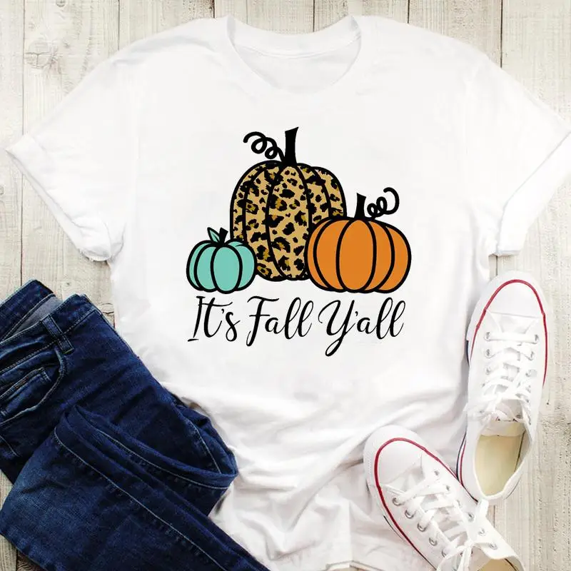 

Halloween Coffee Spice New Thanksgiving Happy Graphic Print Women Cartoon Tops Tshirt Female T-Shirt Fall Autumn Tees