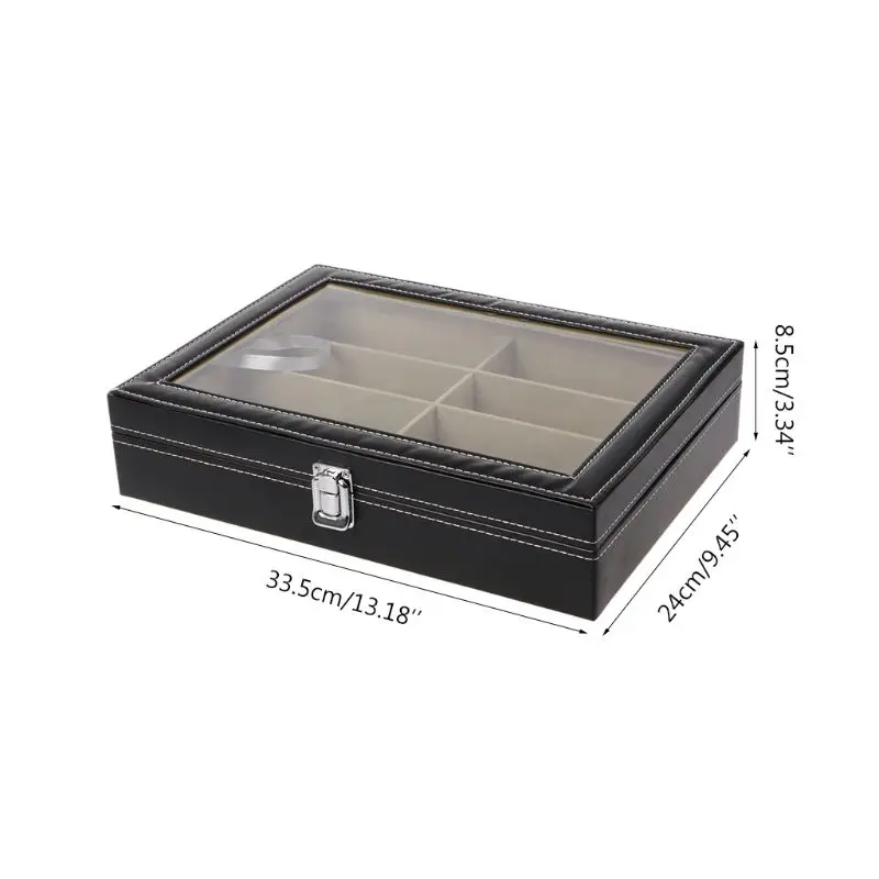

Eyeglasses Sunglasses Faux Leather Storage Organizer Display Case Box 8 Slots
