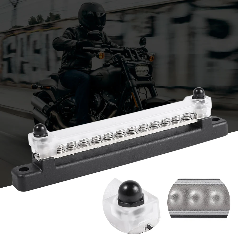

12 Terminal 130A/150A BusBar Block With Cover Power Distribution Terminal Block M4*12 Screws M6*2 Studs For Car Boat Marine