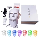7 цветов светодиодный маска для лица светодиодный корейский Фотон терапия машина маски светильник терапии лечения акне маска шеи Красота устройств светодиодный маска для лица