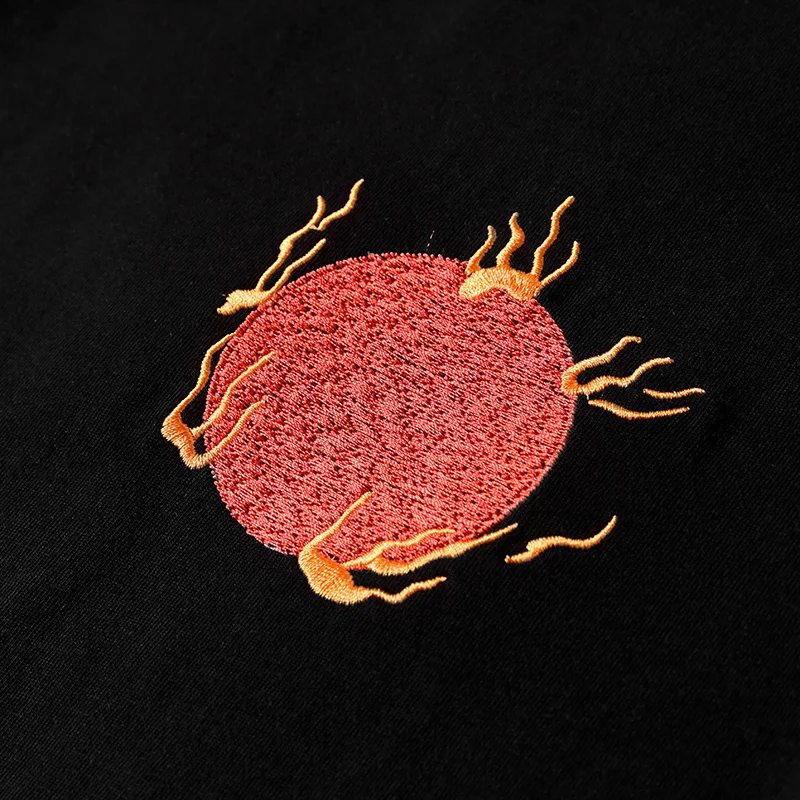 Мужская футболка с вышивкой Феникс белая круглым вырезом в китайском стиле