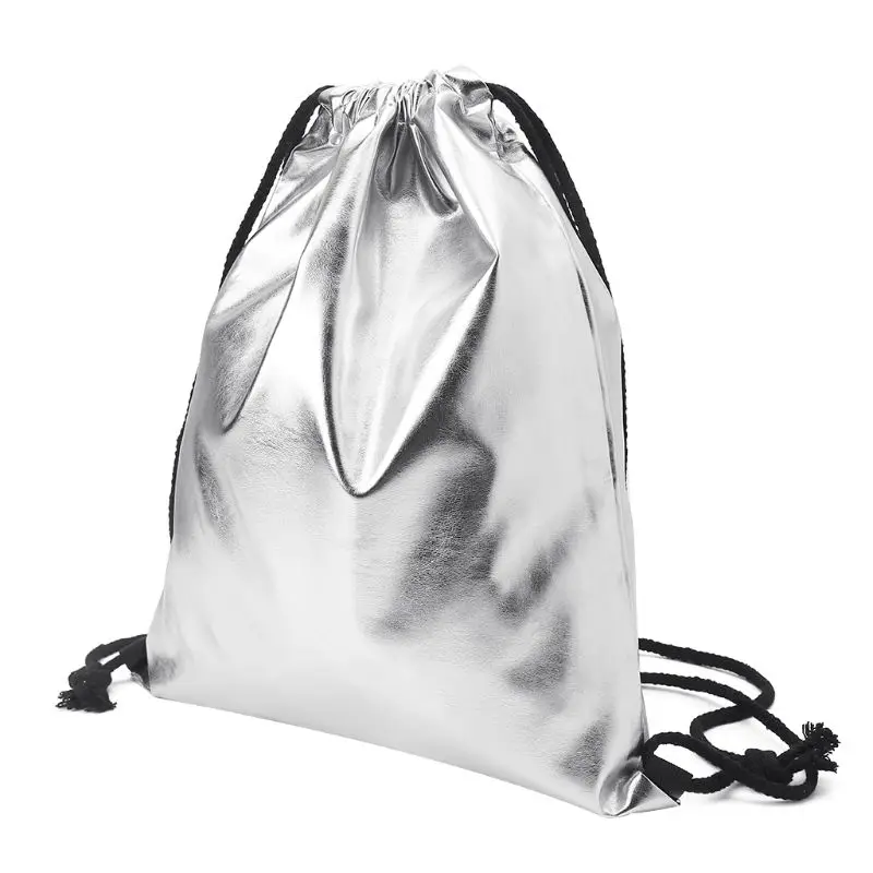 

Waterproof Drawstring Backpack Bag PU Leather Women Sport Gym Bags J60D