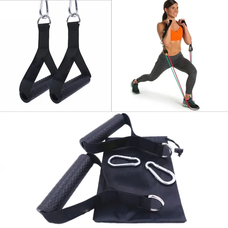 

1 Pair Gym Resistance Bands Handles Anti-slip TPR Grip Strong Nylon Webbing Fitness Heavy Duty Cable Machine Workout Equipment