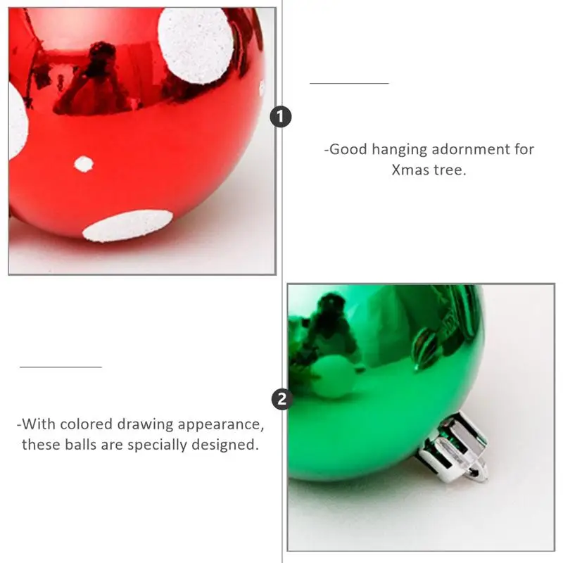 

30pcs Christmas Tree Decoration Colored Drawing Ball Home Decor (Green+Red)