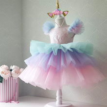 Vestido de princesa de unicornio arcoíris para niñas...