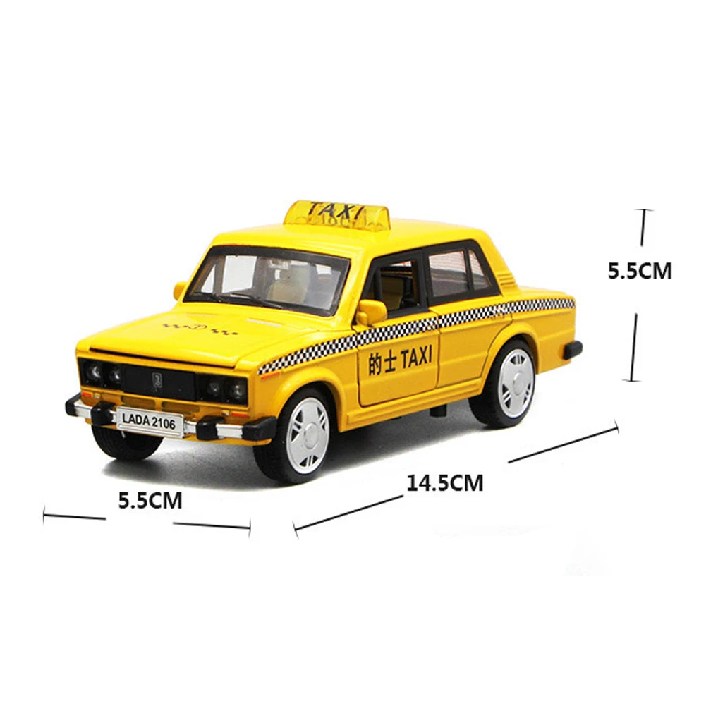 

1/32 Alloy Taxi Car Model Pull Back LED Music Table Ornament Kids Toy Collection Pull Back Design Realistic