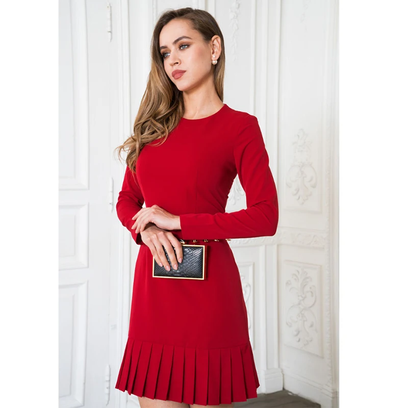 Женское вечернее платье футляр с оборками элегантное сексуальное мини круглым