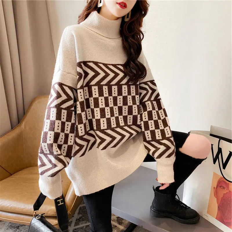 

Thickened turtleneck sweater women autumn and winter new Korean version loose lazy wind net red long sleeve jacket sweate