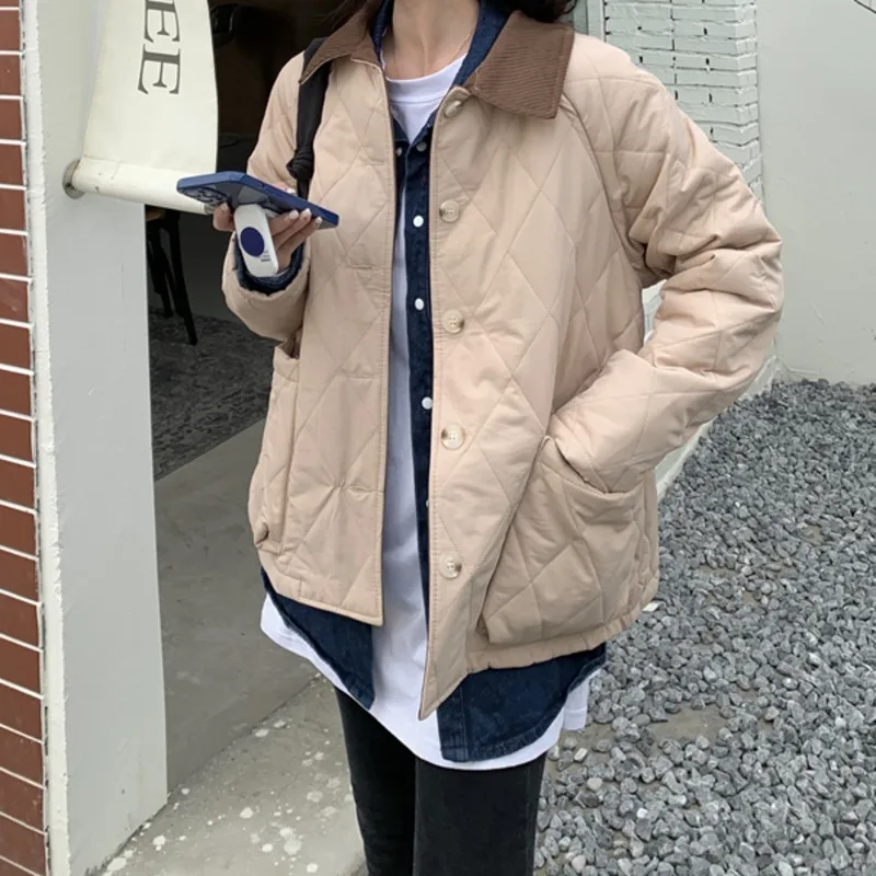 

Cotton Clothes Cotton Clothes Design Sense of Minority Women in Winter 2021 New Small Loose Color Matching Thickened Long