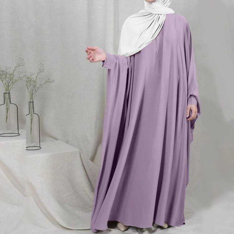 

Ramadan Eid 2021 Women Prayer Garment Muslim Abaya Dress Loose Long Batwing Sleeves Dubai Saudi Turkey Islam Jilbaab French Cape