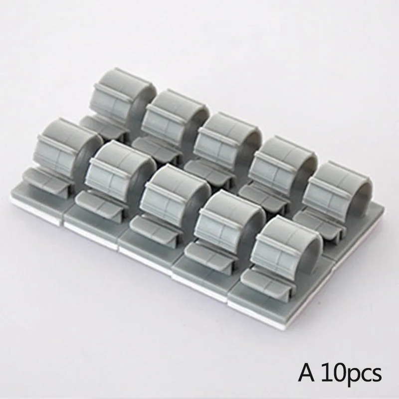 A 10PCS Самоклеящаяся портативная настенная стойка для хранения шнура, липкие крючки, 2 шт. Многофункциональная вешалка для дома и офиса - Цвет: A 10PCS