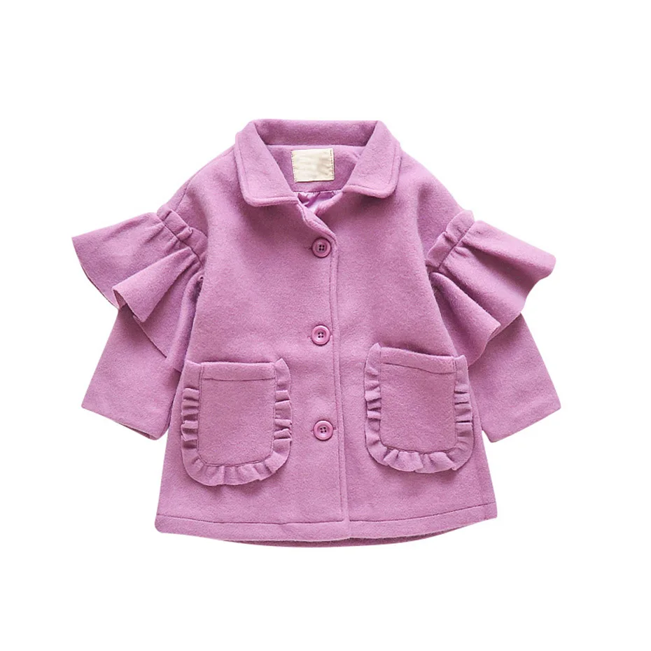 Куртки для девочек верхняя одежда однотонное пальто детская ветровка с